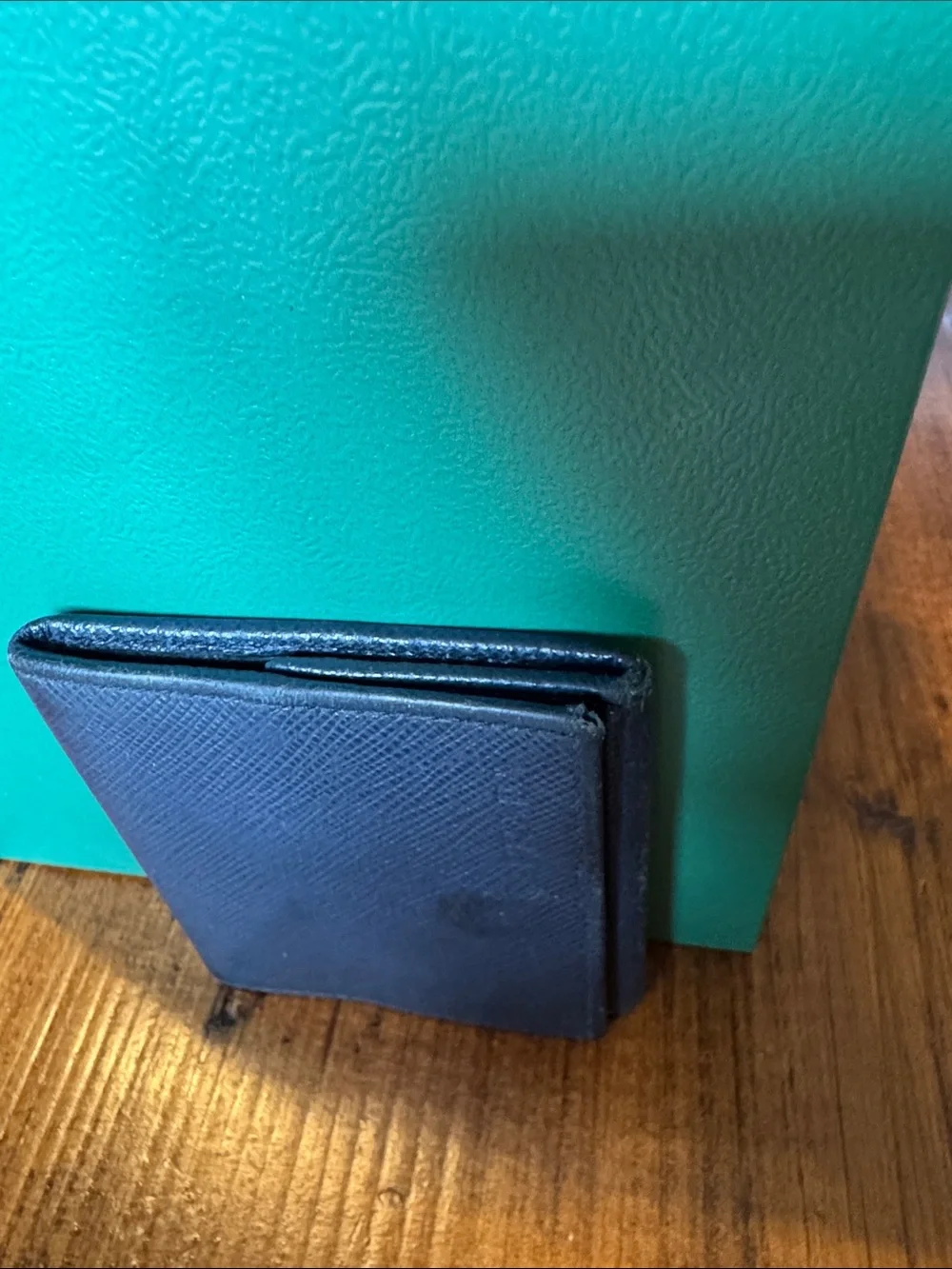 Prada Black Saffiano Leather snap pouch
